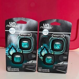 2 2packs Febreze Unstopables Car Freshener Clips - Black and Teal NWT